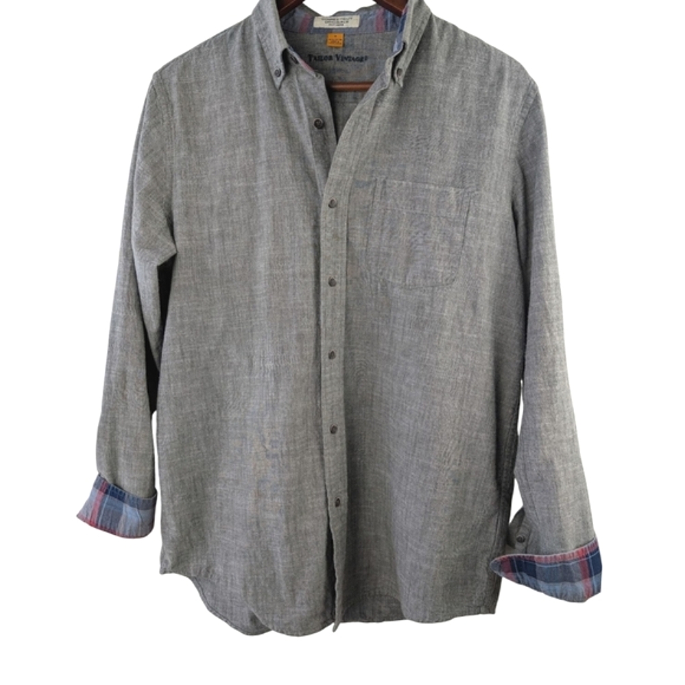Taylor Vintage Men's Connecticut Original Gray Cotton Button Down Shirt
